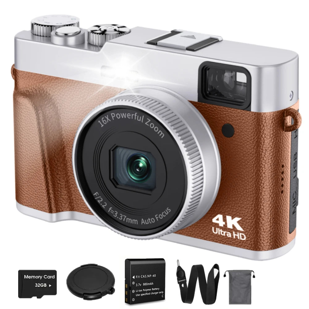 4K Digital Camera Auto Focus 48MP Vlogging Camera for YouTube, Tiktok And Instagram (50% OFF)