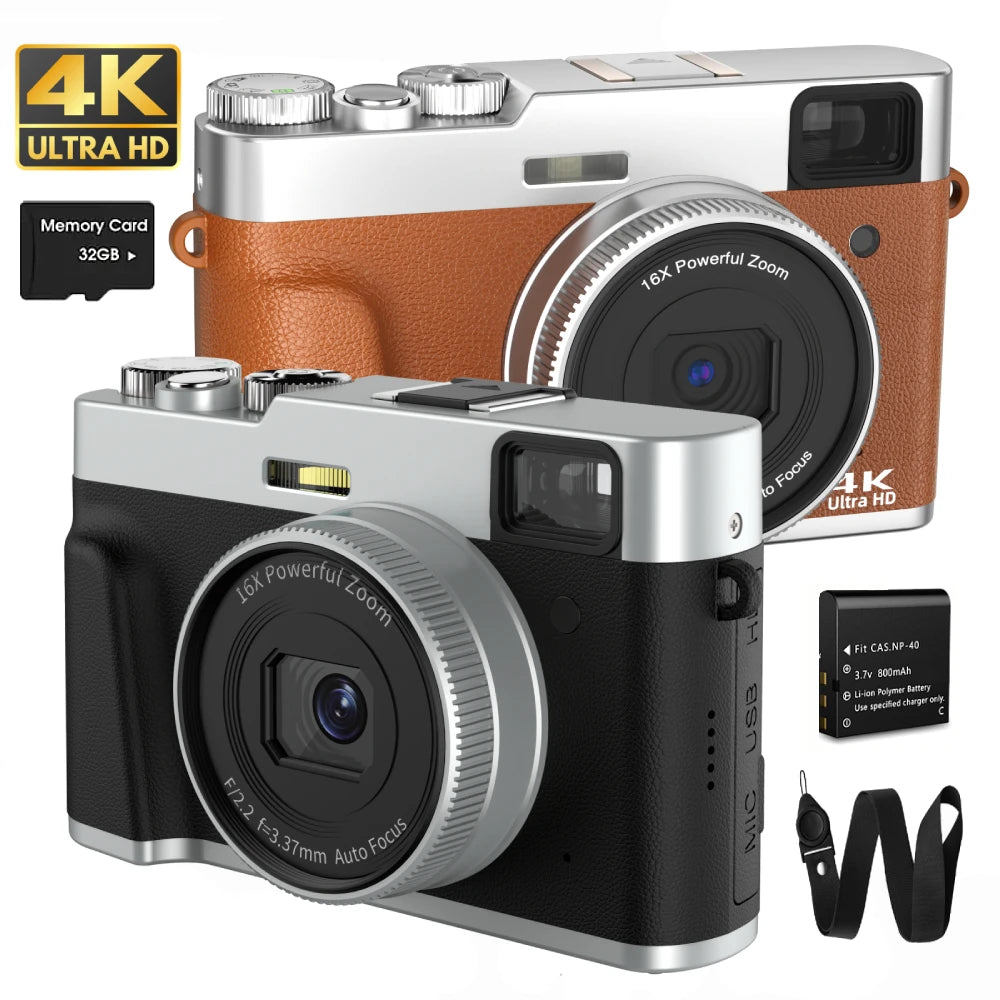 4K Digital Camera Auto Focus 48MP Vlogging Camera for YouTube, Tiktok And Instagram (50% OFF)